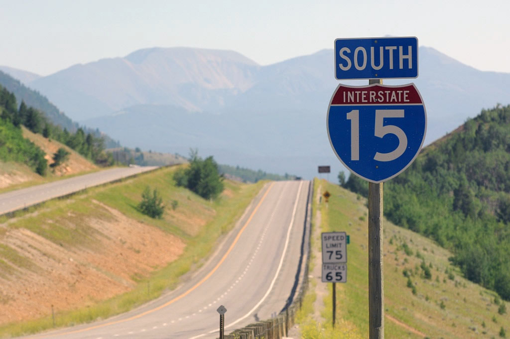 Reassurance shield on southbound Interstate 15 near Butte.