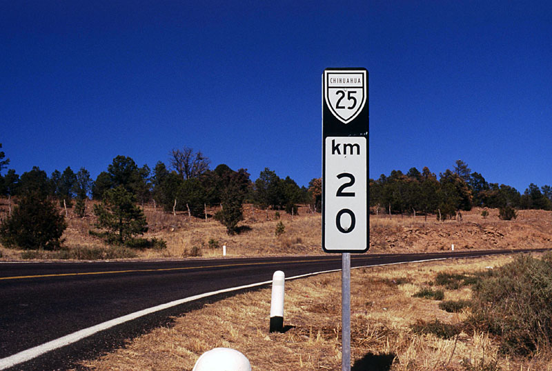 Chih. 25 milepost about one-third of the way to Creel.