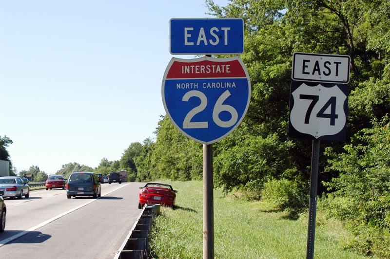Interstate 26 and U.S. 74 eastbound after Exit 40.