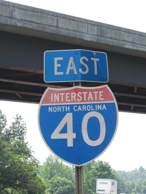Eastbound Interstate 40 after the Exit 289/Wade Avenue interchange near Raleigh.