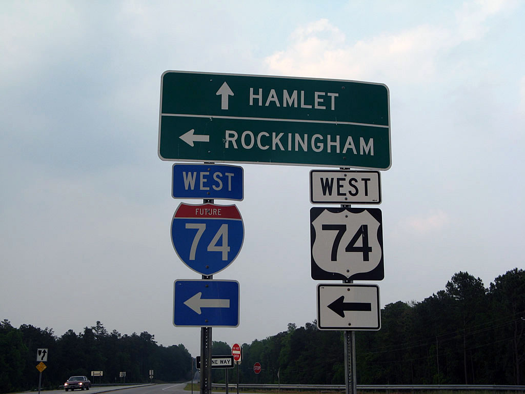 Northbound North Carolina 177 at Future Interstate 74 and U.S. 74 west on-ramp near Rockingham.