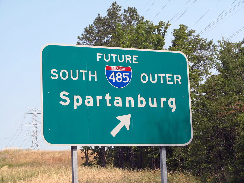 Northbound North Carolina 16 approaching southbound Interstate 485 (outer loop) northwest of Charlotte.