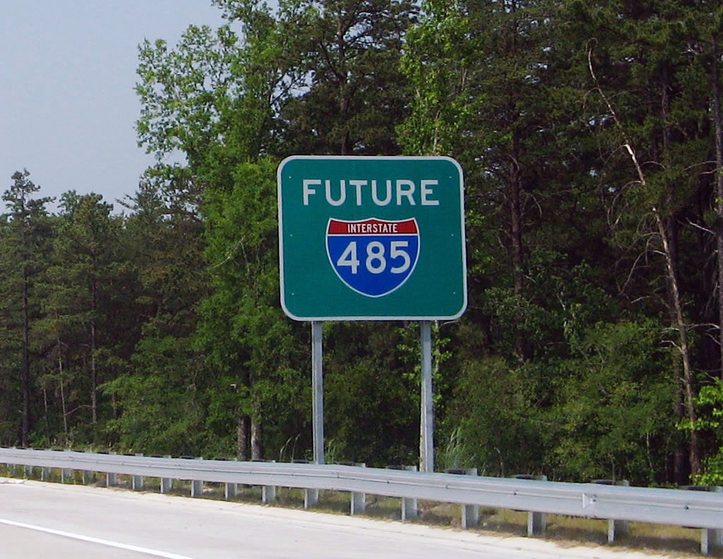 First southbound Interstate 485 shield (future) after the junction with North Carolina 16.