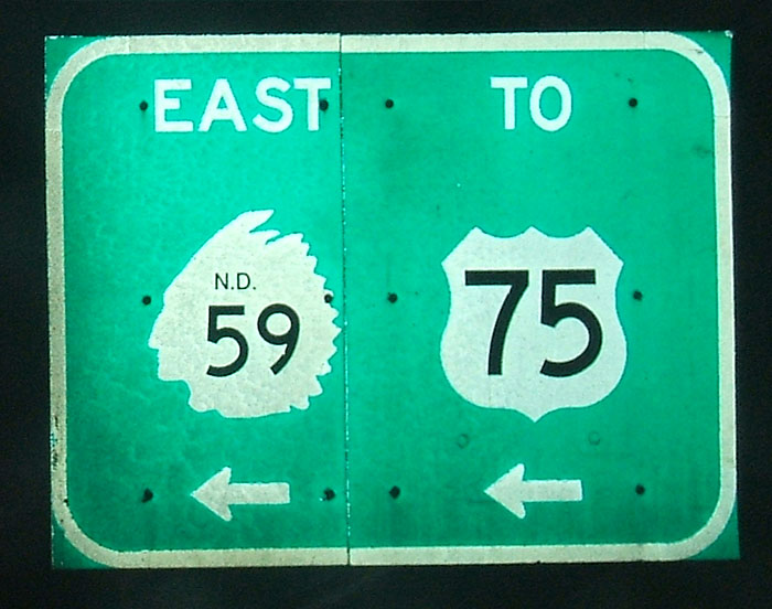 Only known instance of initials "ND" appearing on a green guide sign.