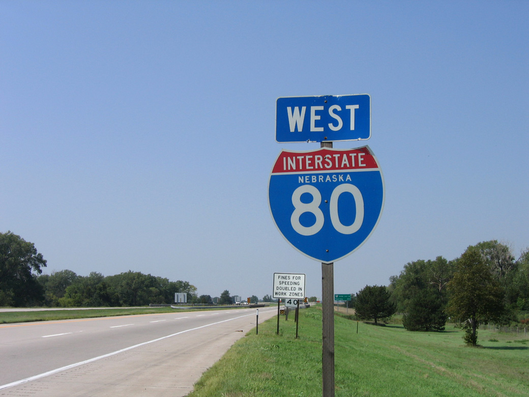 Westbound Interstate 80 after Exit 312, Junction U.S. 34-281 near Grand Island in Hall County.