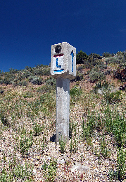Original Lincoln Highway marker.  1928.