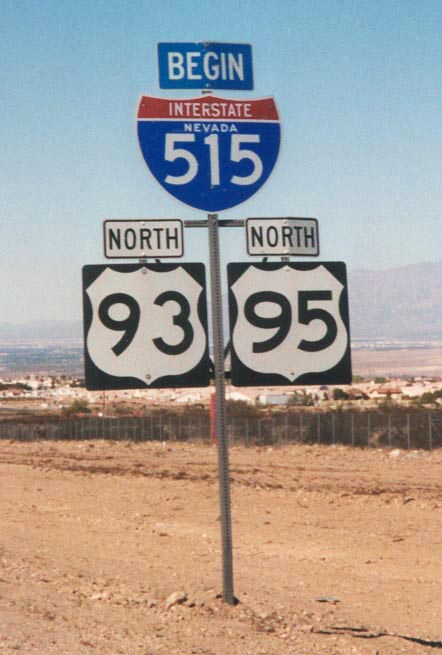 First reassurance shield/begin Interstate 515 in southeast Henderson.