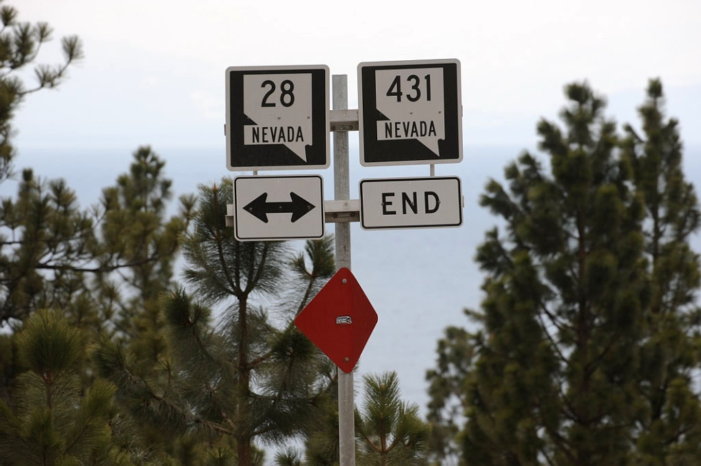 Southbound Nevada 431 at junction Nevada 28 at Incline Village, in the Lake Tahoe area.