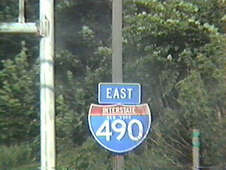 Interstate 490 eastbound mainline between the Inner Loop and I-590.