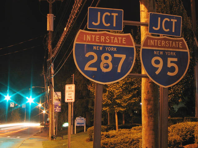 Midland Avenue southbound at Interstate 287 west & Interstate 95 in Rye.