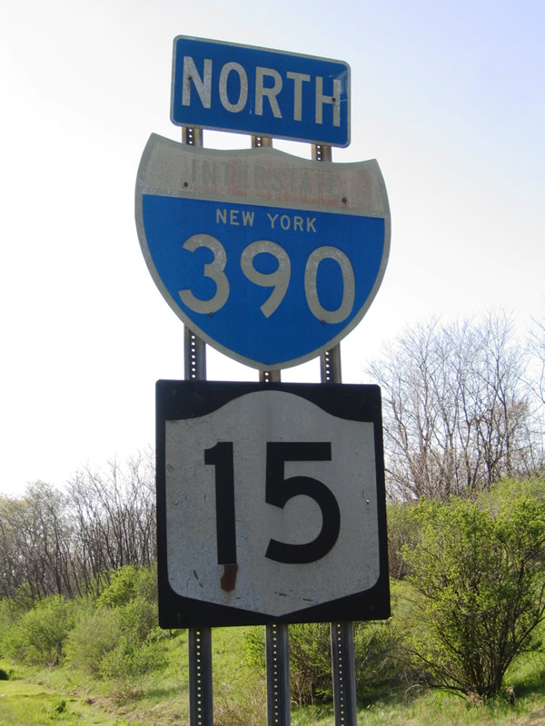 Second northbound shield, the only mainline state-named shield remaining on all of Interstate 390.