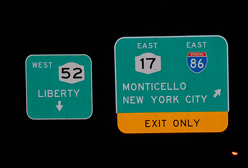 I-86 signed significantly east of its official beginning, in Sullivan County.