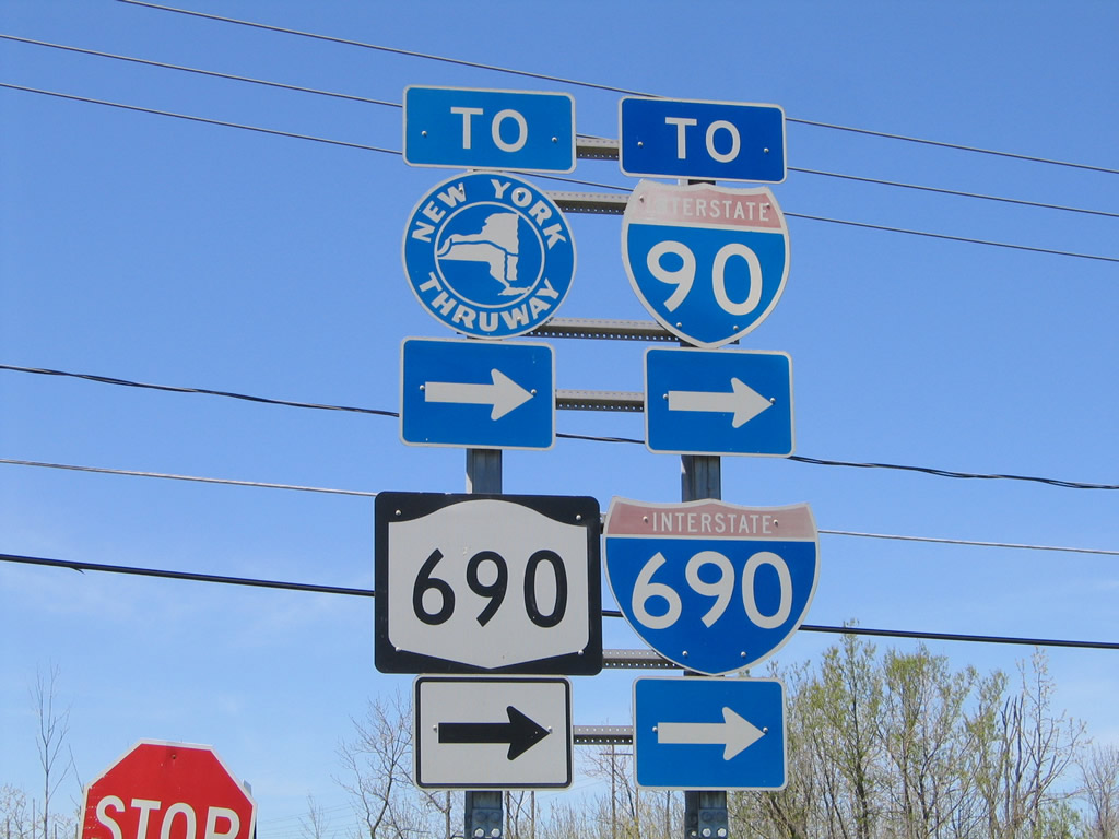 Near interchange with N.Y. Thruway where Interstate 690 transitions into New York 690.