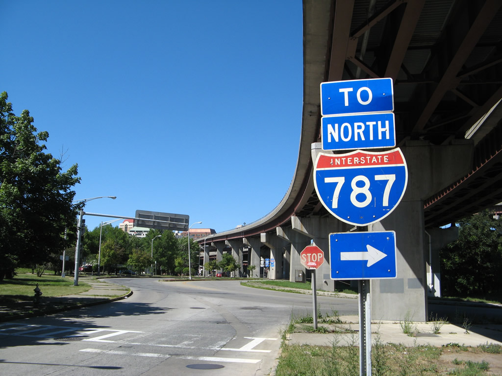Downtown Albany along frontage road.