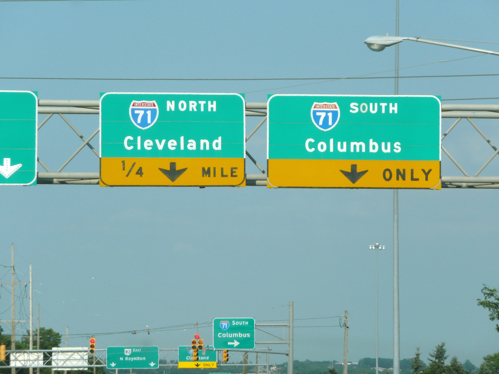 Approach to Interstate 71 along OH 82 east near Strongsville.