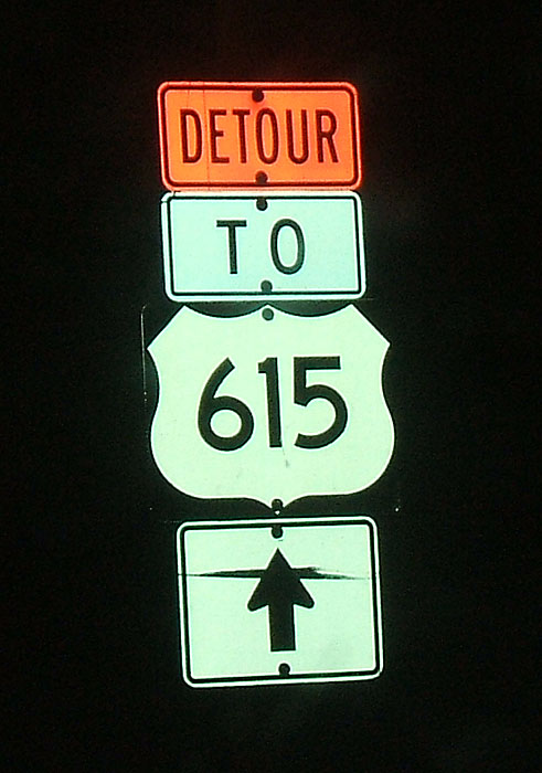 Error sign for state highway 615.