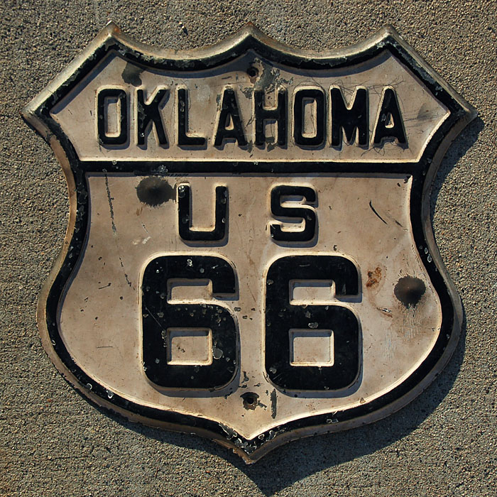 This shield was manufactured in 1927 or 1928. It was taken down by sign reappropriation experts in 1928, and has been indoors ever since. It is the most well-preserved Oklahoma US shield in existence, 66 or otherwise.