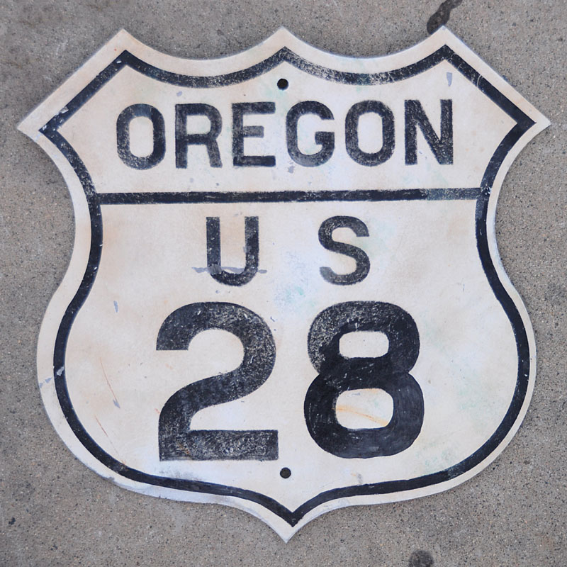 Only known surviving US-28 shield. The route existed from 1926 to 1950.