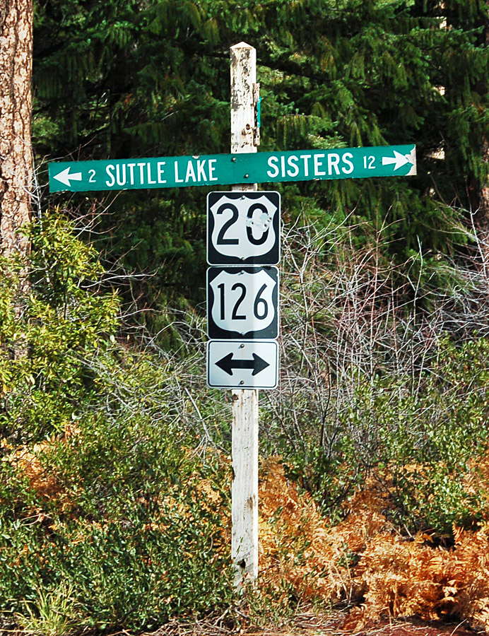Correct US-20 and erroneous US-126 marker.  US-126 was renamed to state route 126 in the early 1950s; this pair dates back only to the 1970s.