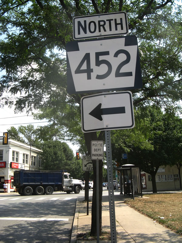 Northbound U.S. 13 approaching Pennsylvania 452 in Marcus Hook.