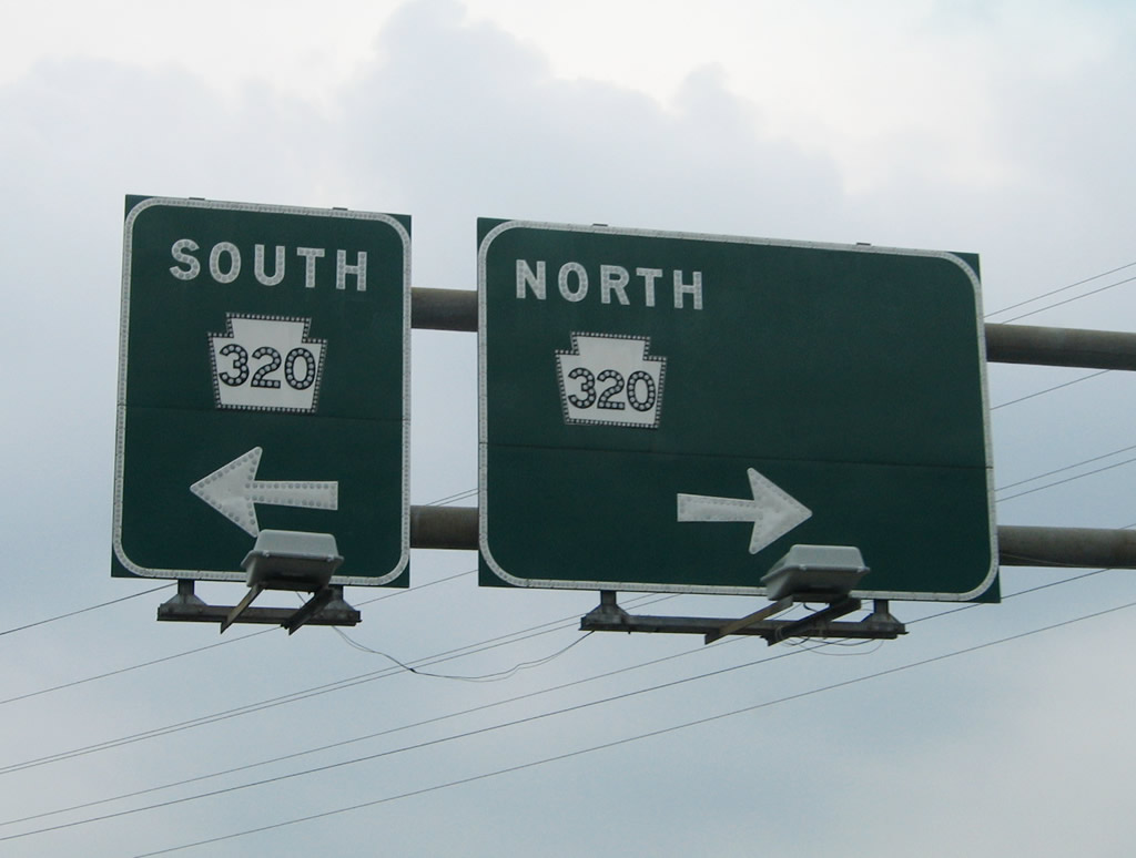 Overheads on the U.S. 1 southbound off-ramp to Pennsylvania 320 at Springfield.