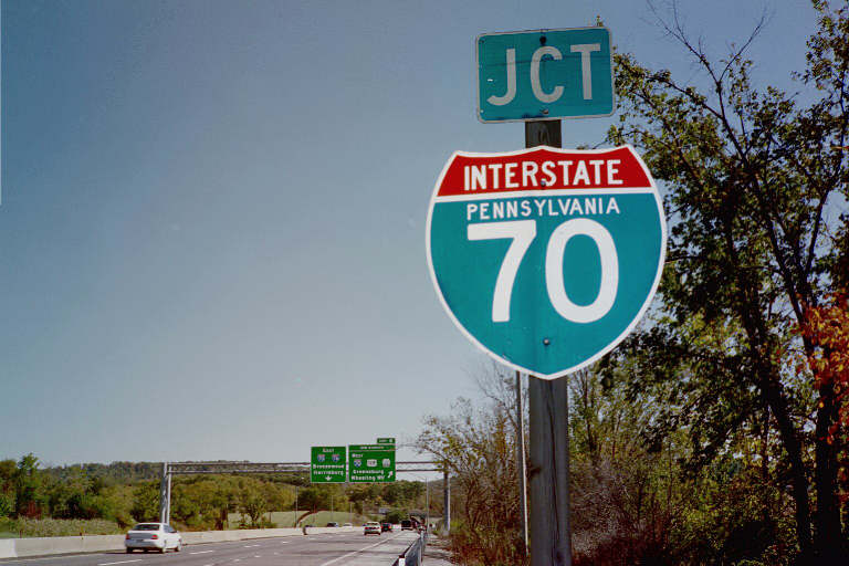Interstate 70/76 eastbound near their split.