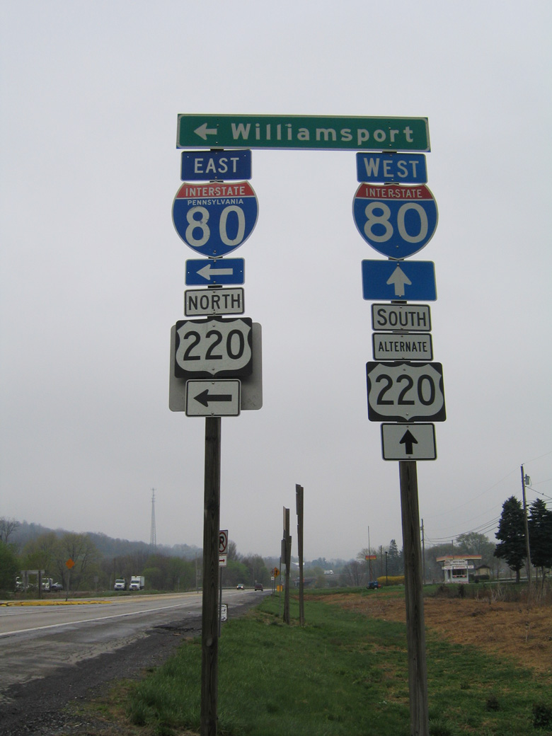 U.S. 220 & Pennsylvania 26 northbound at Interstate 80 & U.S. 220 Alternate (Exit 161).
