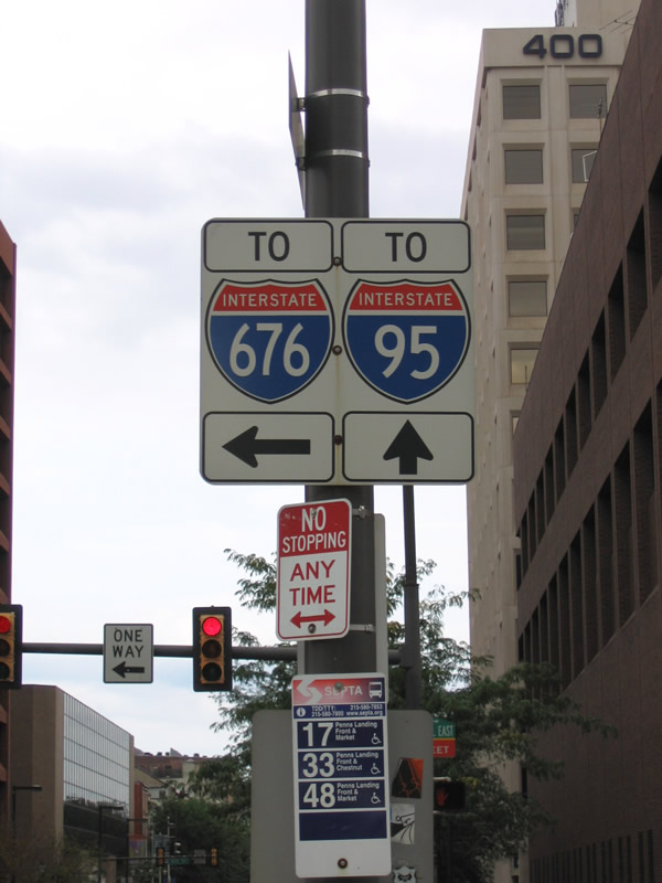 City of Philadelphia installs for Interstates 95 and 676 at 5th and Market Streets.