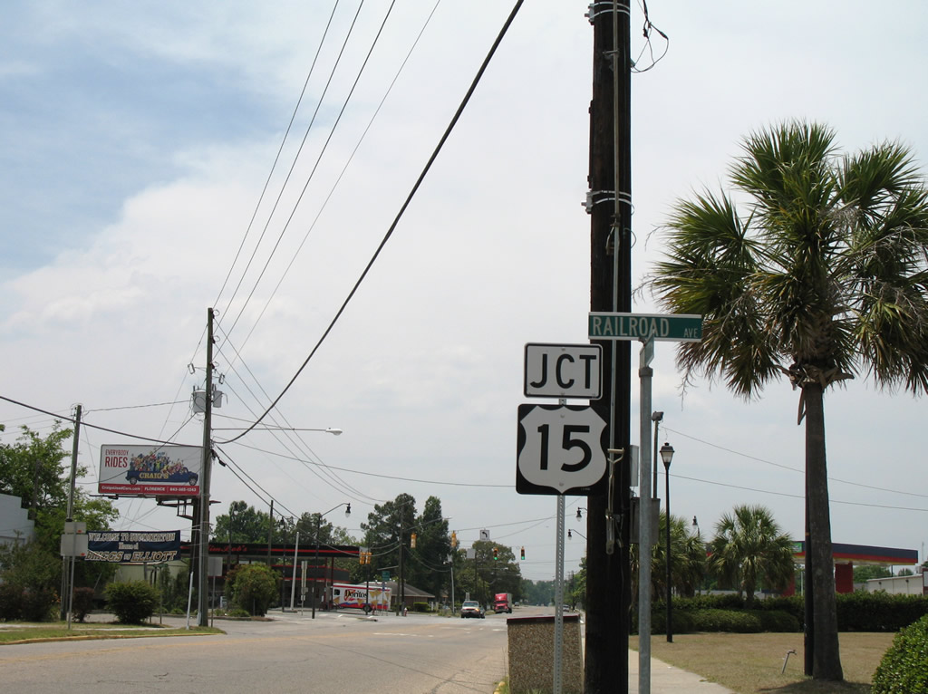 U.S. 301 south at its merge with U.S. 15 in Summerton.
