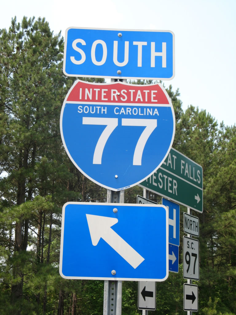 Trailblazer shield for Interstate 77 south on South Carolina 97.