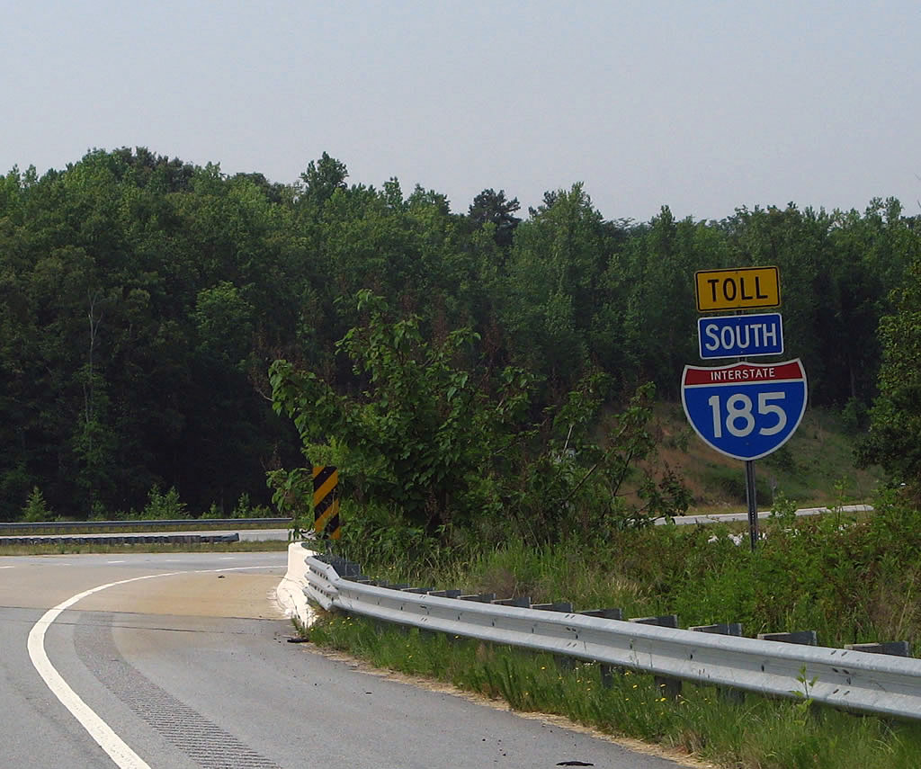 First reassurance shield on southbound Interstate 185/Southern Connector after the Interstate 85 interchange.