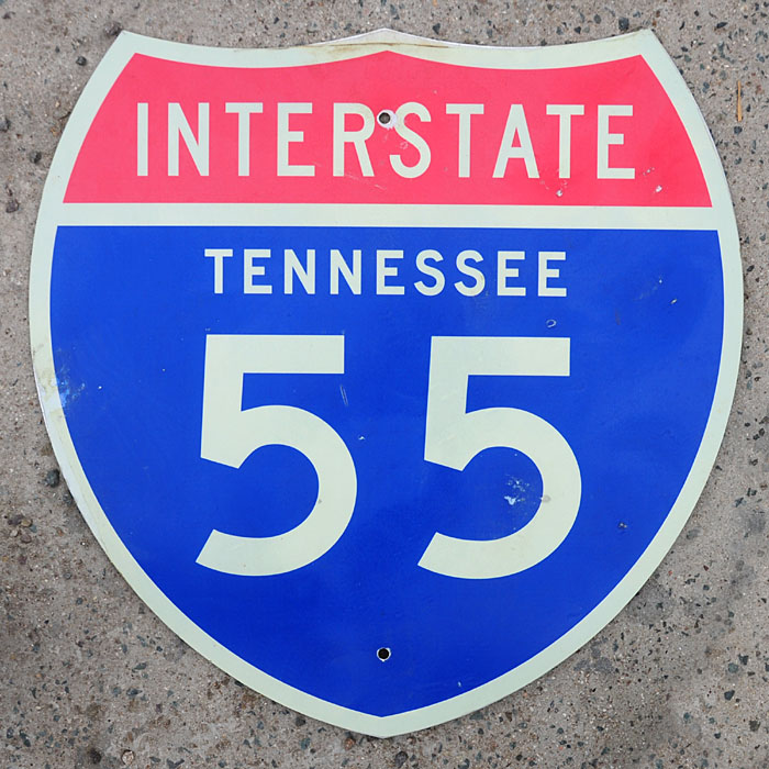 These three shields were all on the same post in Memphis. A second post held I-40, US-64, and US-79. The shields were replaced in 1963.