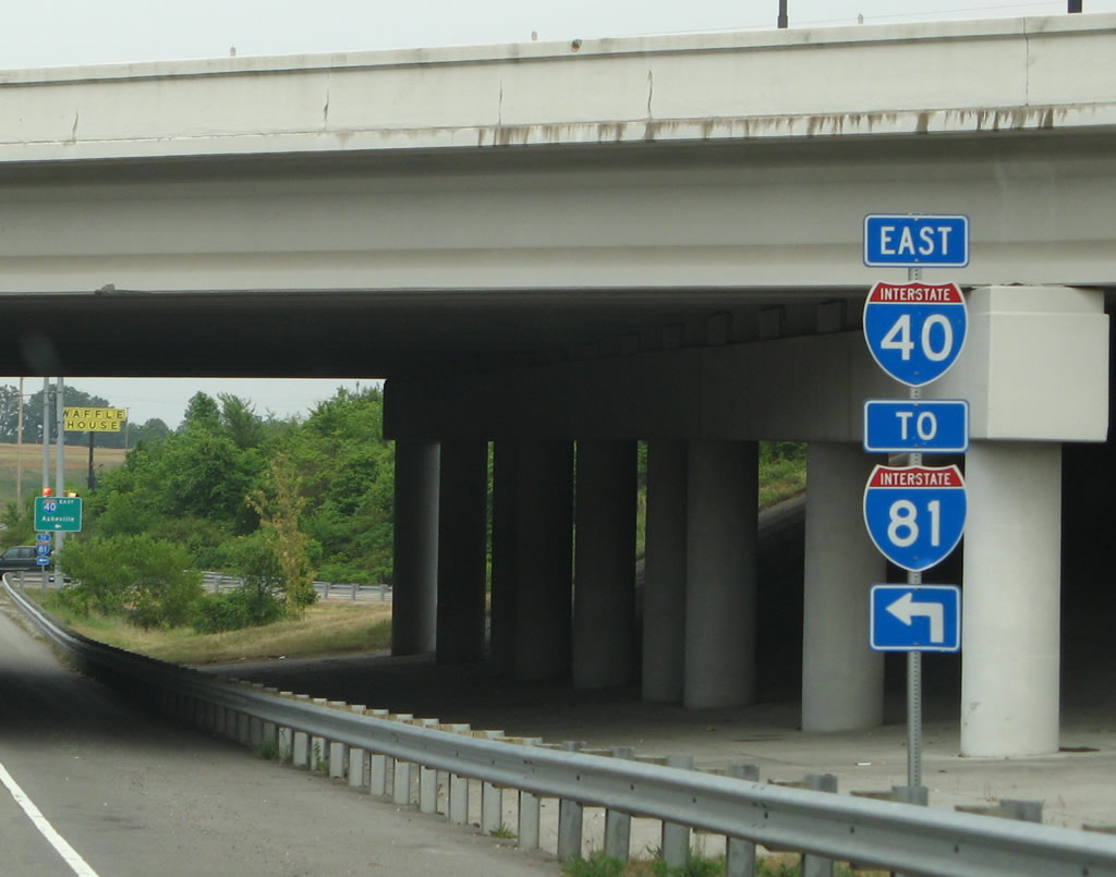 Southbound Tennessee 92 at junction Interstate 40 east to Interstate 81 north.