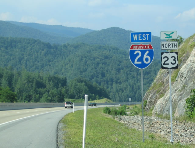 Reassurance shields for Interstate 26 west and U.S. 23 north.