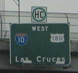 U.S. 180 button copy sign posted along the U.S. 54 freeway south in El Paso.