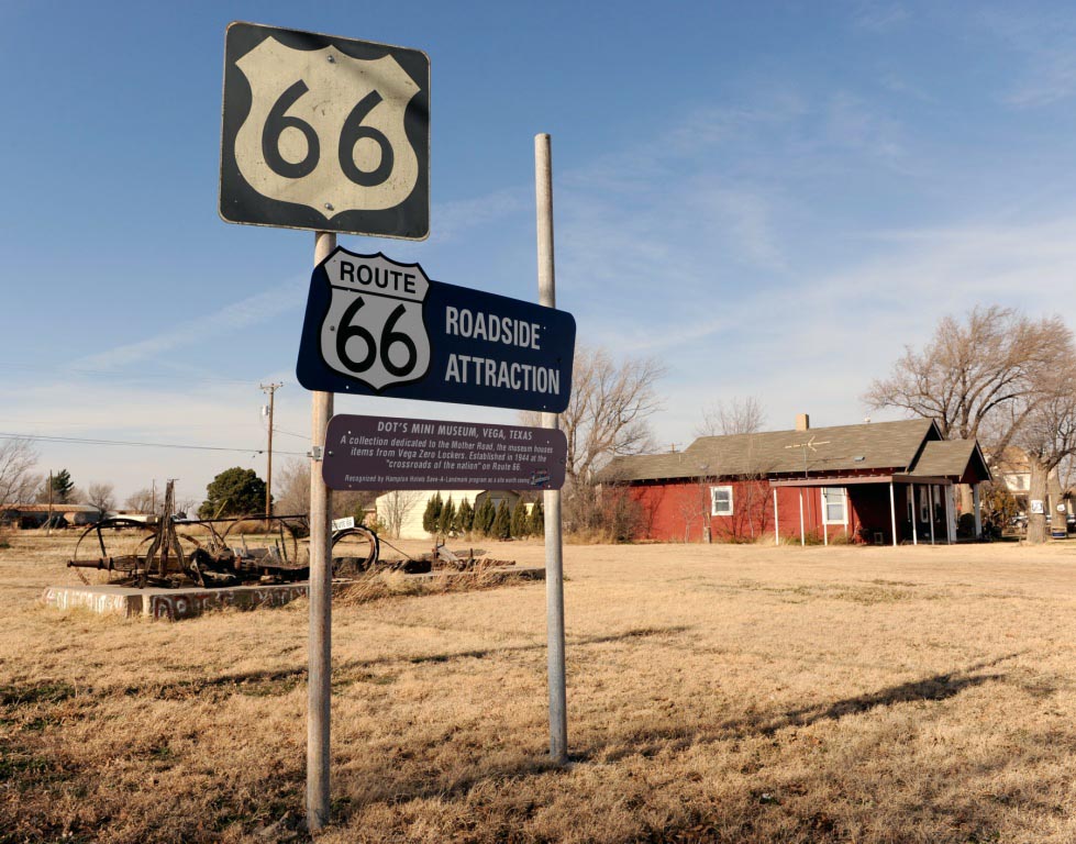 Vega, Texas.  This original 1970s shield has been removed.