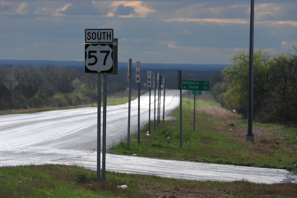U. S. 57 at Interstate 35.  The very first southbound (westbound) reassurance marker.