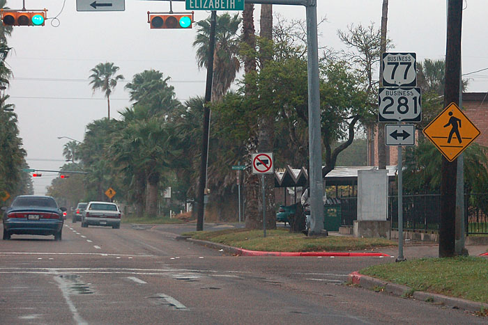 The only intersection in Brownsville that is signed with Business US-281 shields, as Business US-281 follows Business US-77 up from the Mexican border at Matamoros.
