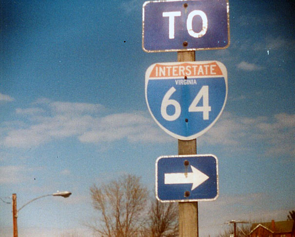 Interstate shield in a Virginia state highway outline.