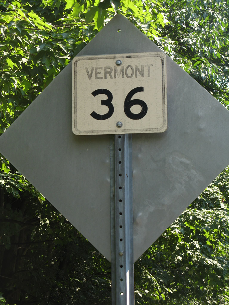 Rare state-named Vermont 36 shield near Swanton.