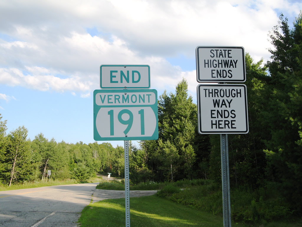 End Vermont 191 shield at Interstate 91 near Newport.
