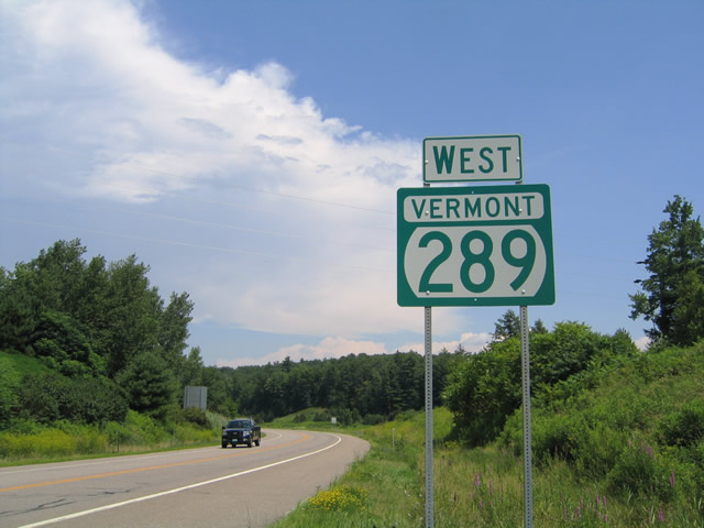First westbound Vermont 289 reassurance shield posted after Vermont 117.