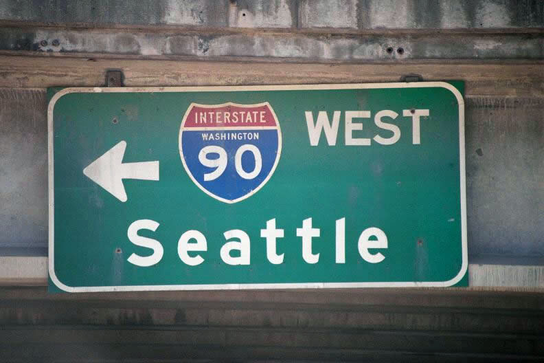 Overhead signs at the Snoqualmie Pass interchanges. Second one, August 29th, 2009.