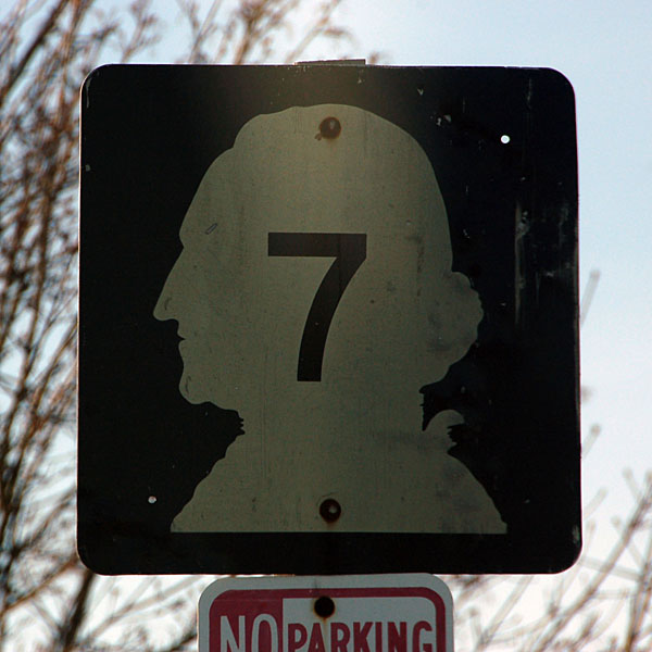 This shield, on a long-bypassed alignment of Washington 7, dates to the renumbering of 1964.