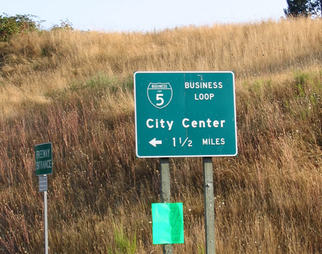 Business loop in Castle Rock at bottom of exit ramp at Exit 48 (south end of loop); former U.S. 99.