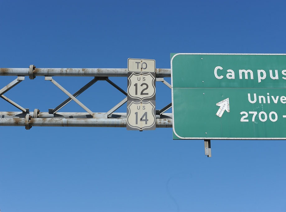 Campus Drive approaching University Avenue in Madison.