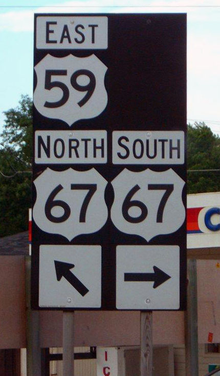 Error shields for state highways 59 and 67.