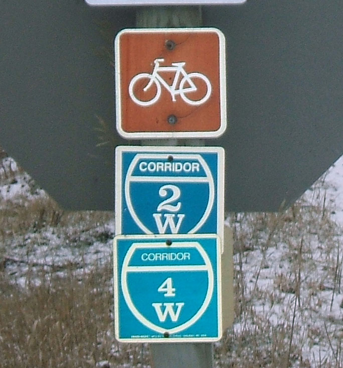 Trails for bicycle, snowmobile, and ATV use are prominently signed in Wisconsin.