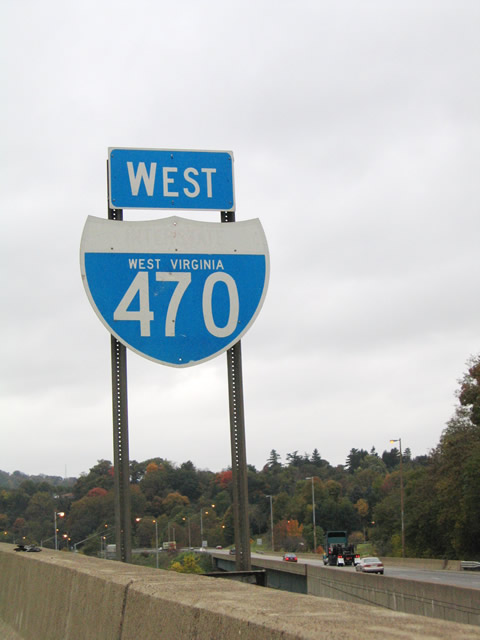 First westbound shield at split with Interstate 70.