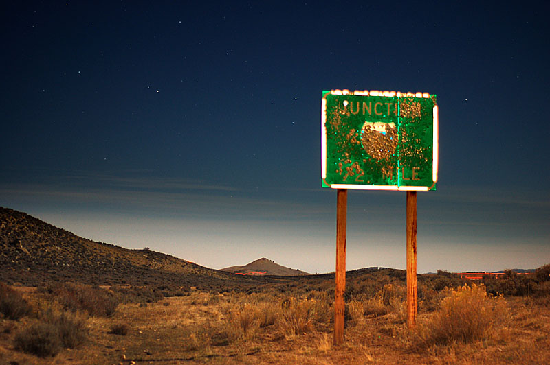 On an abandoned US-30 (Lincoln Highway) alignment is this completely shot up I-80 junction sign.  The sign dates to 1985.